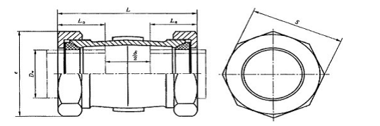 AL型螺母鬆套伸縮接頭（tóu）的生產結構示意圖