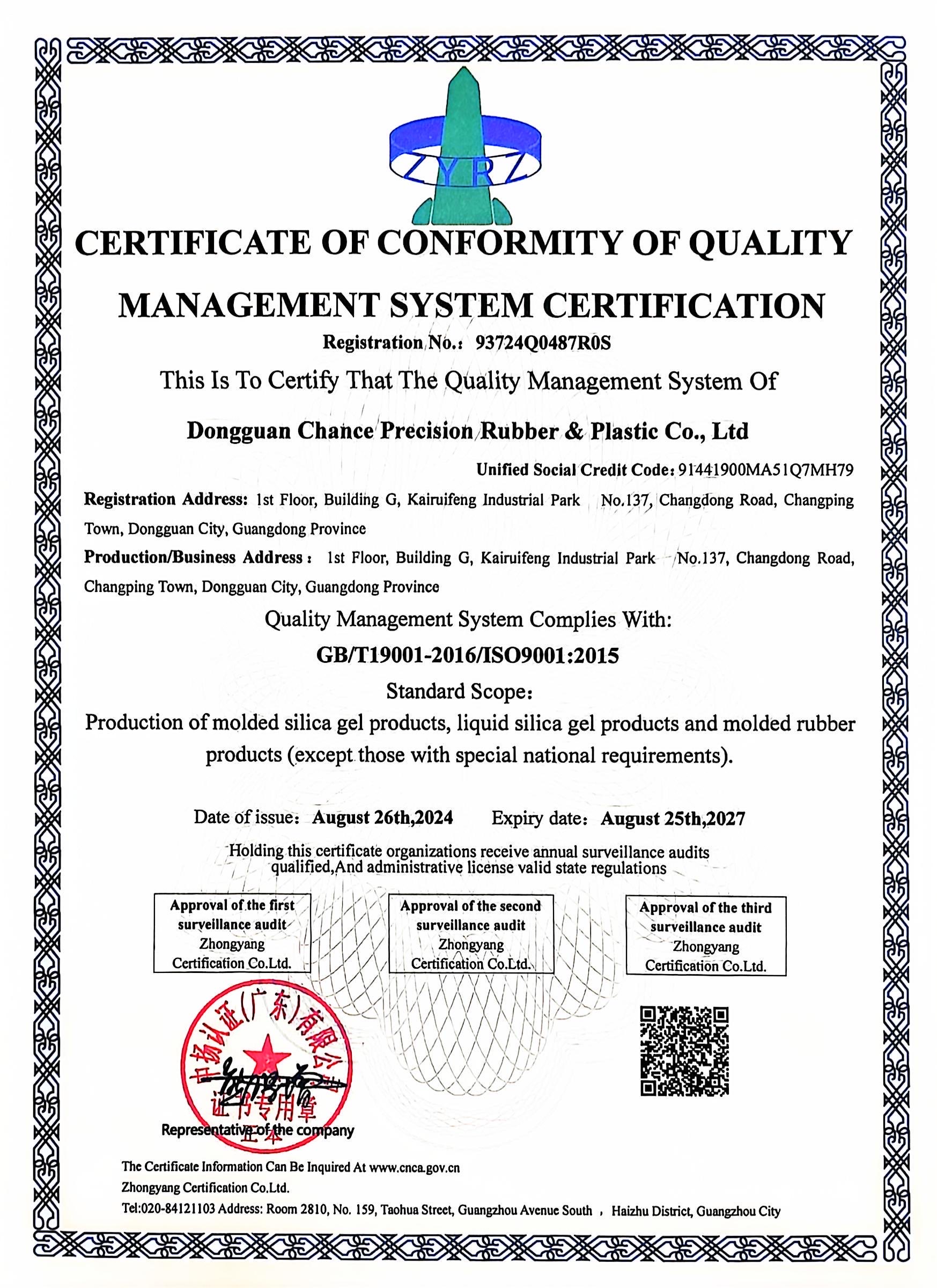 ISO 9001 QMS certification